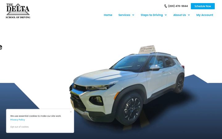 Screenshot of deltaschoolofdriving.com