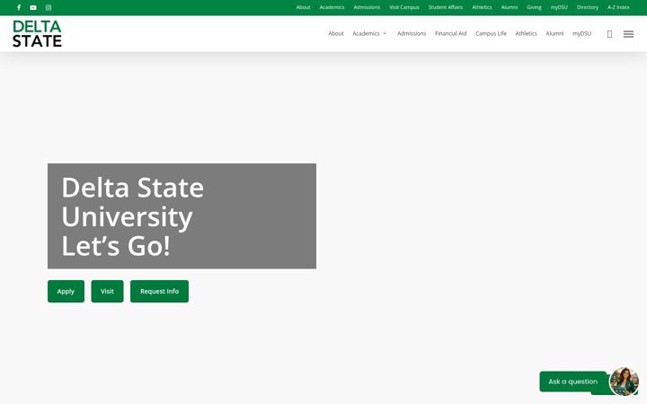 Screenshot of deltastate.edu
