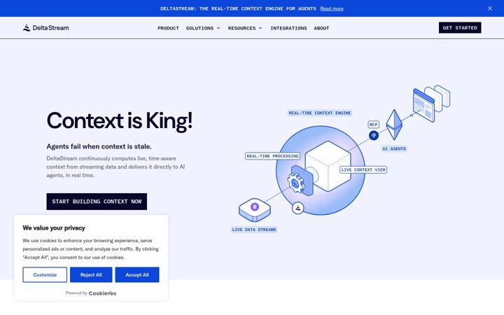 Screenshot of deltastream.io