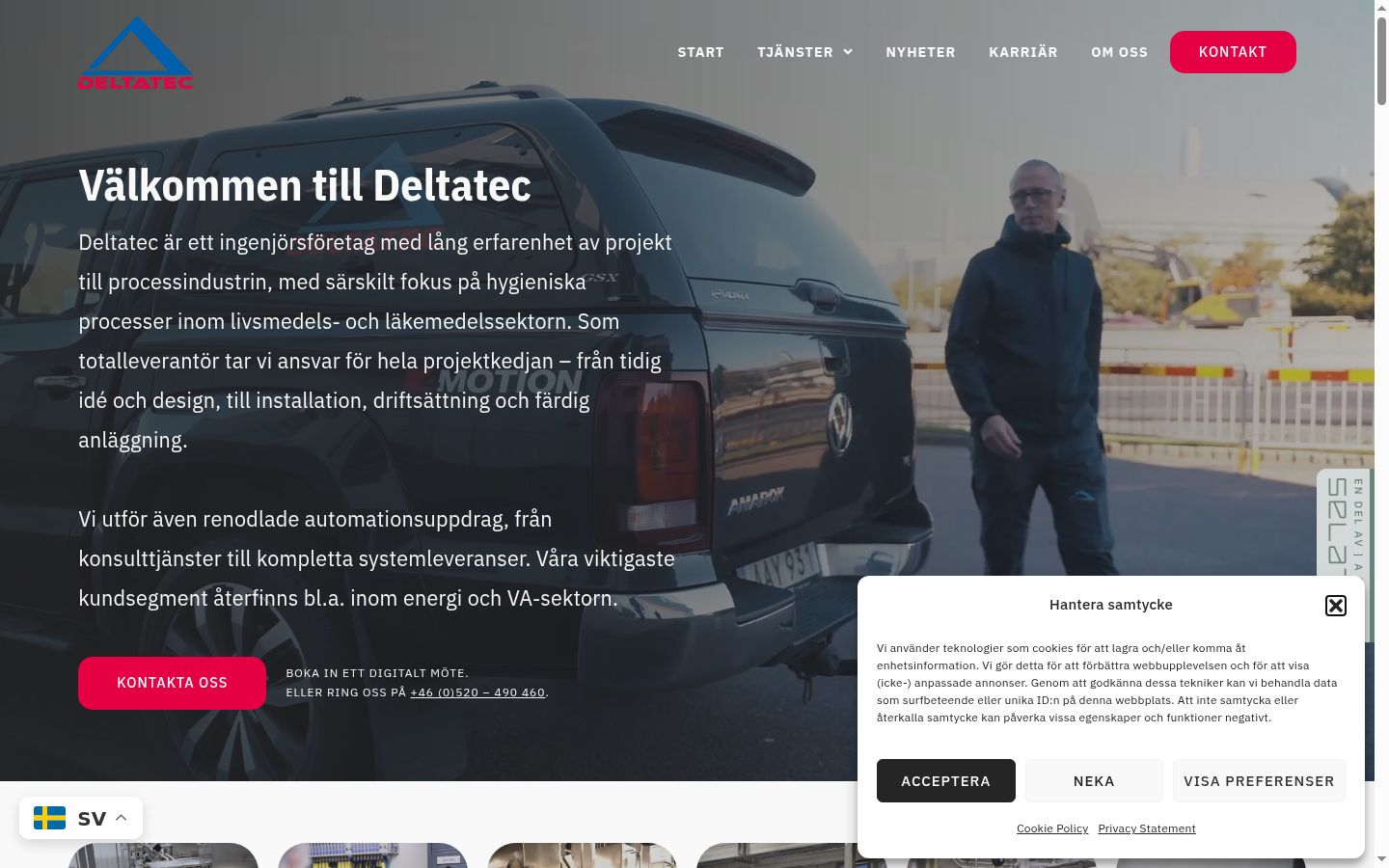 Skærmbillede af samtykkebanneret, som det blev vist før nogen interaktion