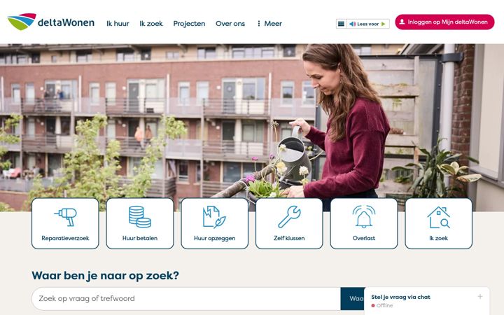 Screenshot of deltawonen.nl