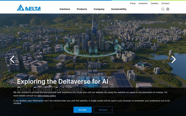 Екранна снимка на deltaww.com