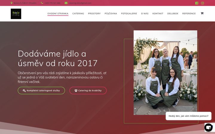 Screenshot stránky delucatering.cz