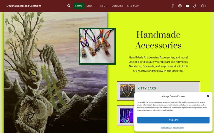 Screenshot of delunarosebloodcreations.com