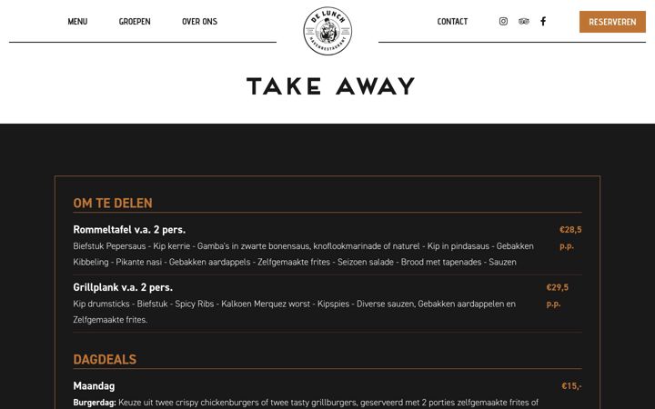 Skärmbild av delunchonline.nl