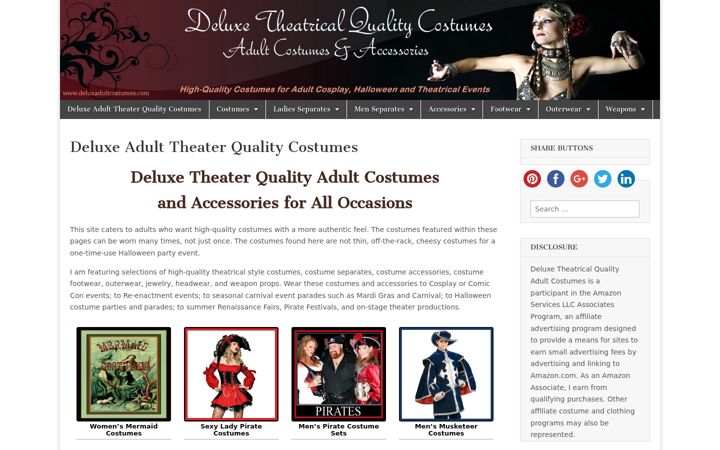 Screenshot of deluxeadultcostumes.com