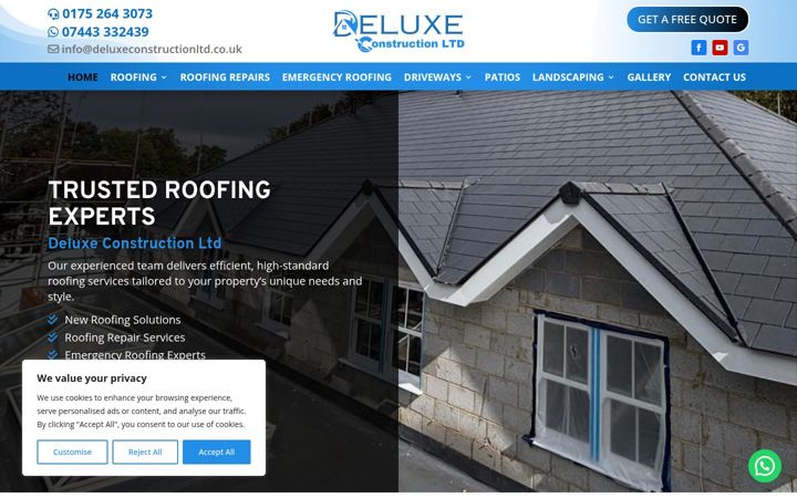 Screenshot of deluxeconstructionltd.co.uk