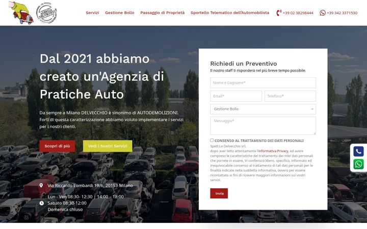 Screenshot of delvecchiopraticheauto.com