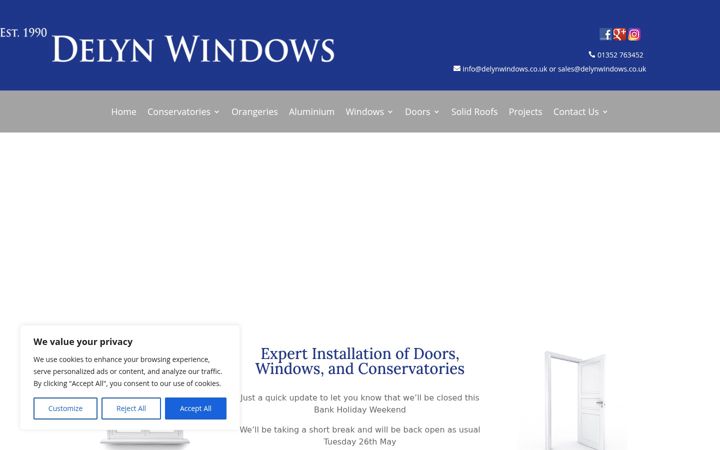 Screenshot of delynwindows-flint.co.uk