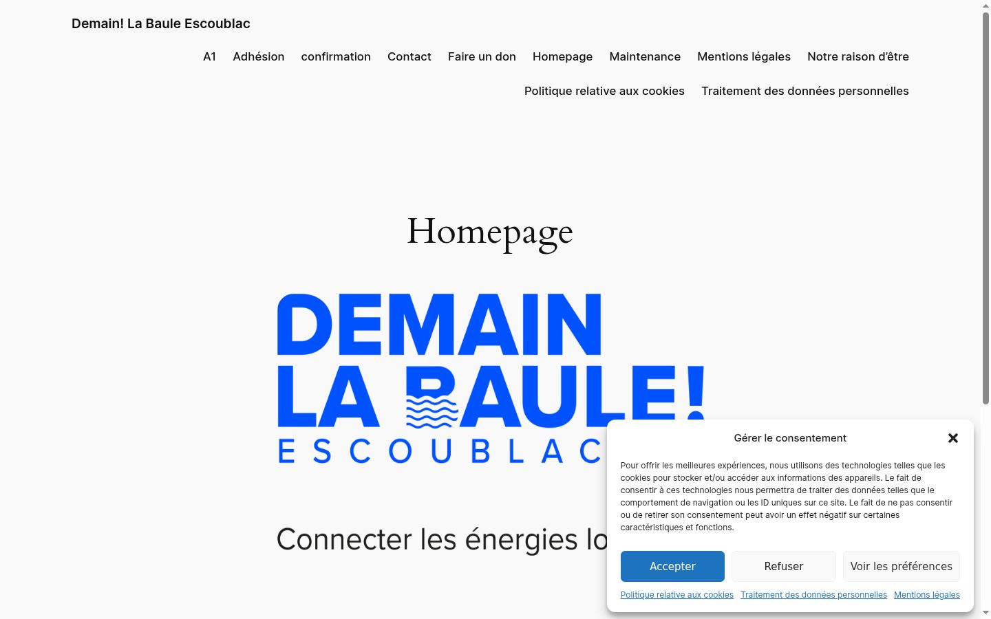 Screenshot del banner di consenso mostrato prima di qualsiasi interazione