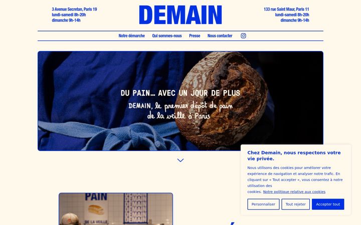 Snímek obrazovky demainboulangerie.fr