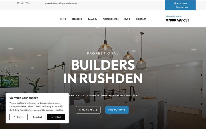 Screenshot of demajconstruction.co.uk