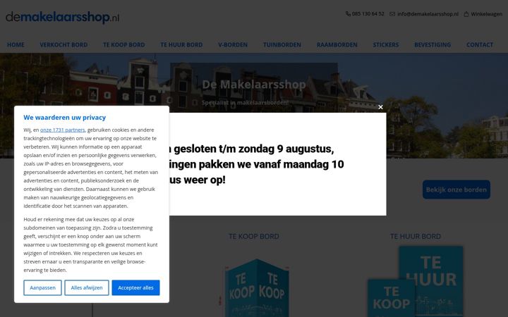 Ekraanipilt saidist demakelaarsshop.nl