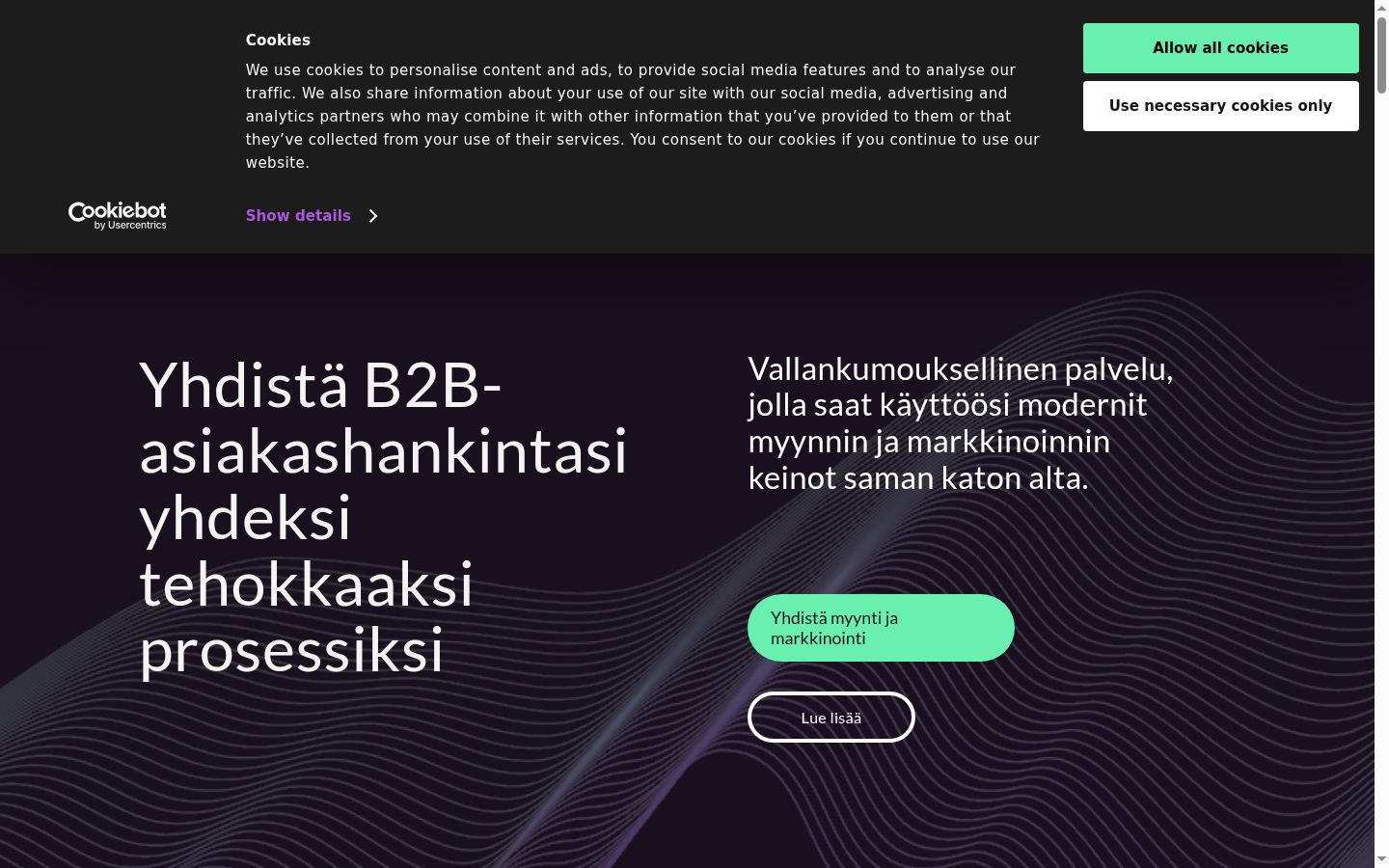Ekraanipilt nõusolekubännerist, mida näidati enne mis tahes suhtlust
