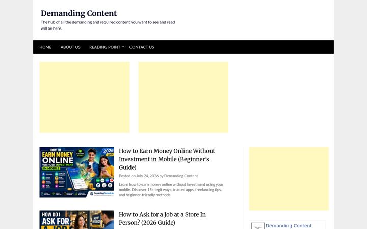 Screenshot of demandingcontent.pk