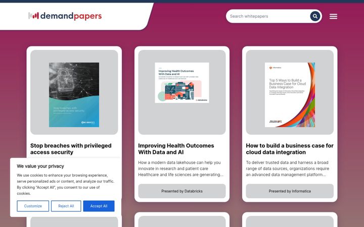 Screenshot of demandpapers.io