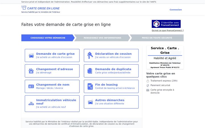 Screenshot of demarches-vehicules.fr