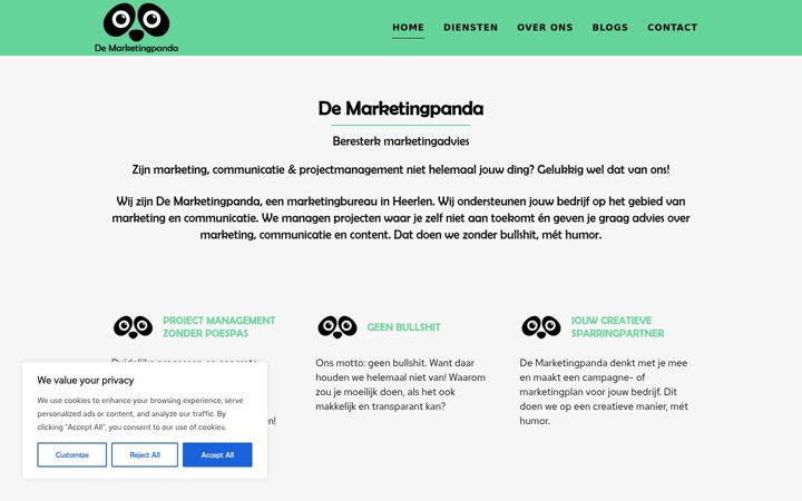 Screenshot of demarketingpanda.nl