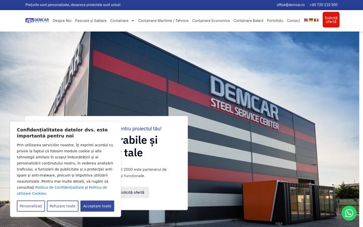 Screenshot stránky demcar.ro