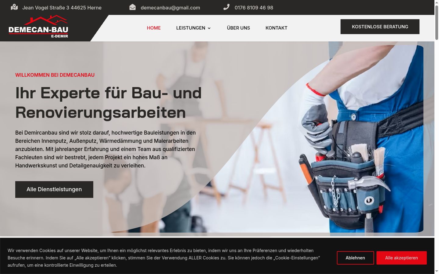 Screenshot des Einwilligungsbanners vor jeglicher Interaktion