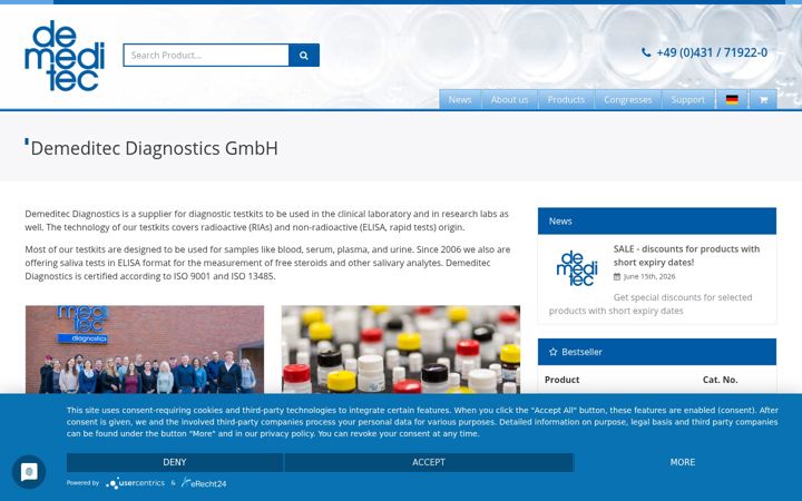 Screenshot of demeditec.com