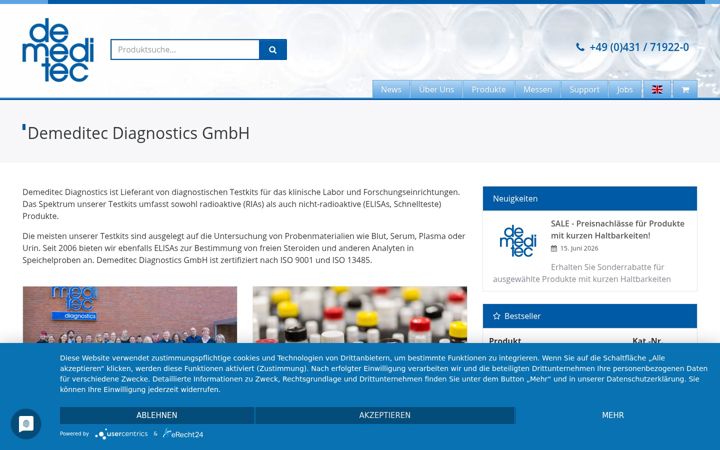 Screenshot of demeditec.de