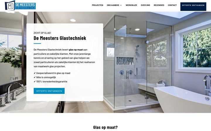 Screenshot di demeestersglastechniek.nl