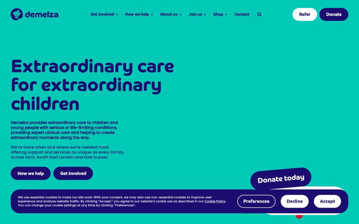 Screenshot di demelza.org.uk