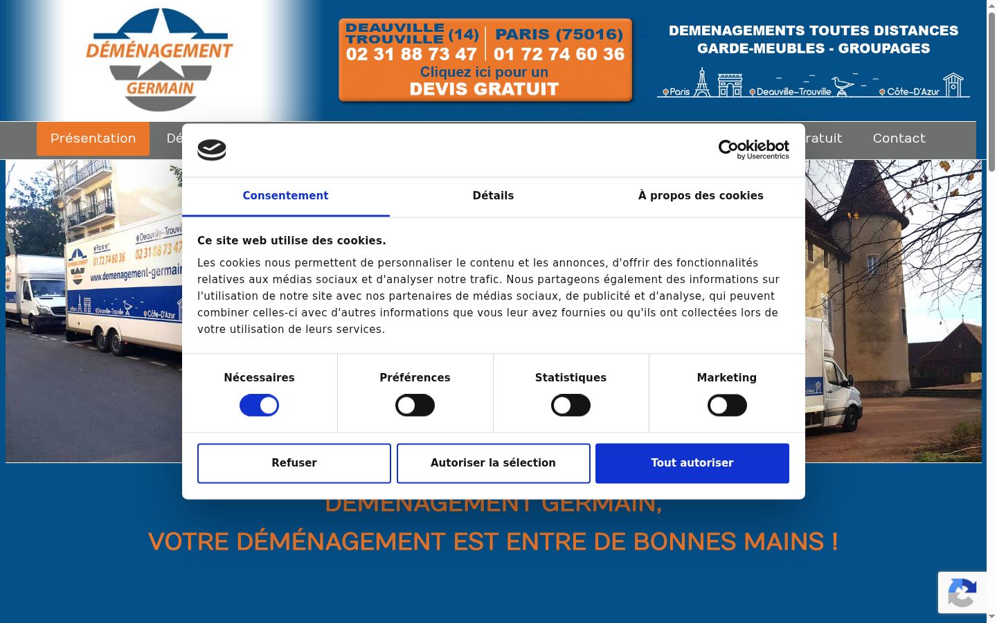 Screenshot of the consent banner shown before any interaction