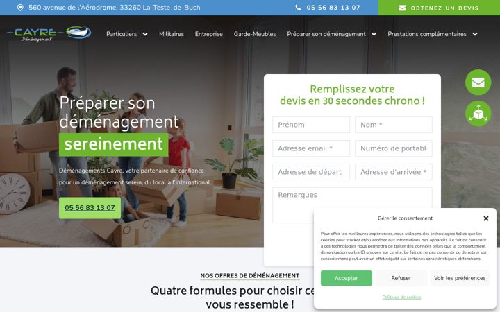 Ekraanipilt saidist demenagements-cayre.fr