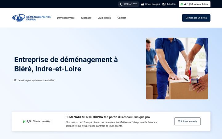 Ekraanipilt saidist demenagementsdupra.fr