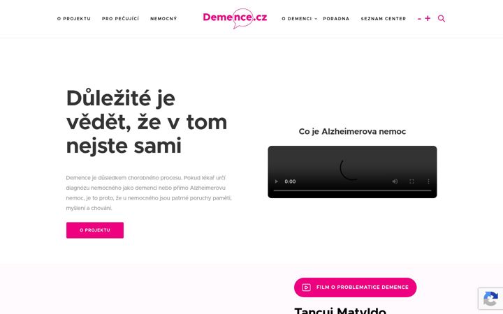 Screenshot stránky demence.cz