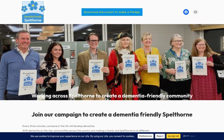 Screenshot of dementiafriendlyspelthorne.org.uk