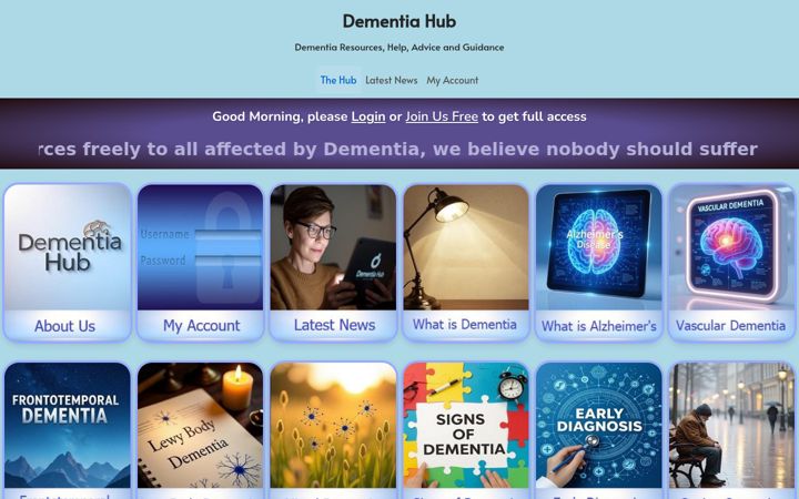 Ekrano kopija dementiahub.co.uk