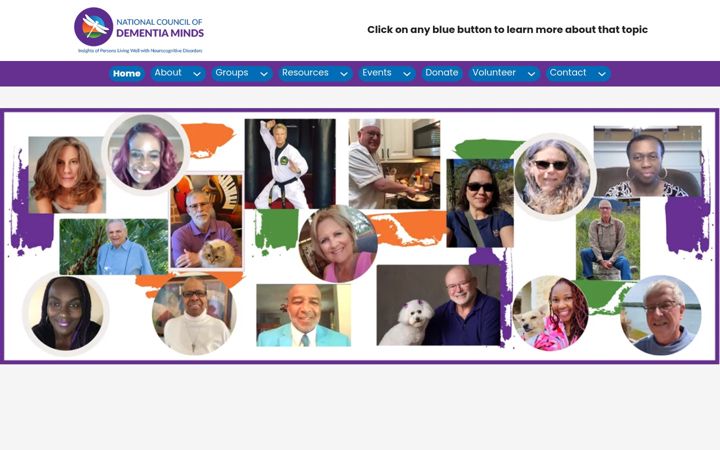 Captură de ecran a dementiaminds.org
