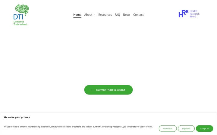 Screenshot von dementiatrials.ie