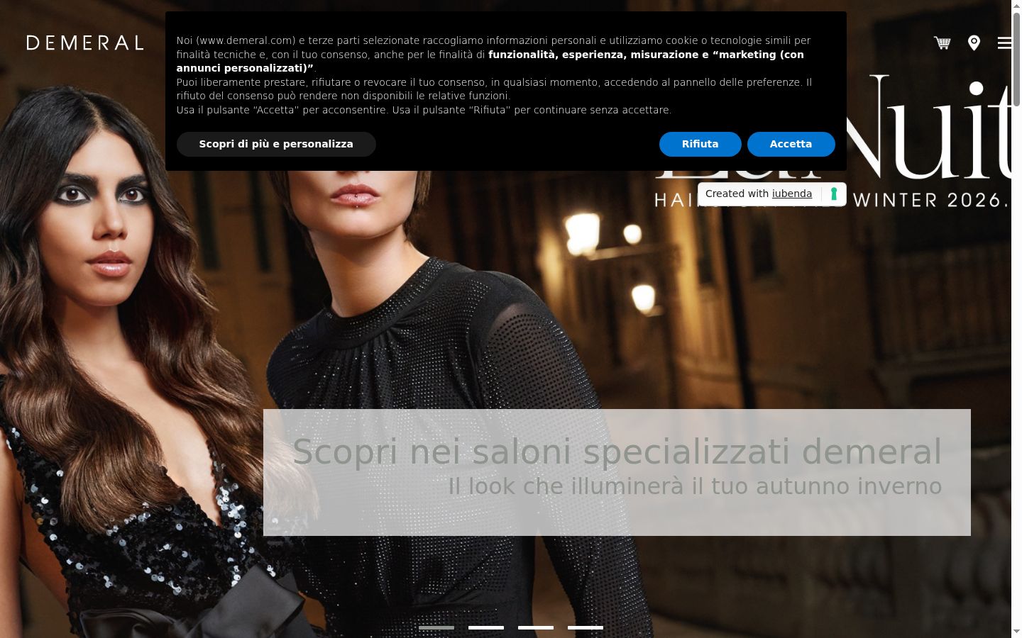 Screenshot del banner di consenso mostrato prima di qualsiasi interazione