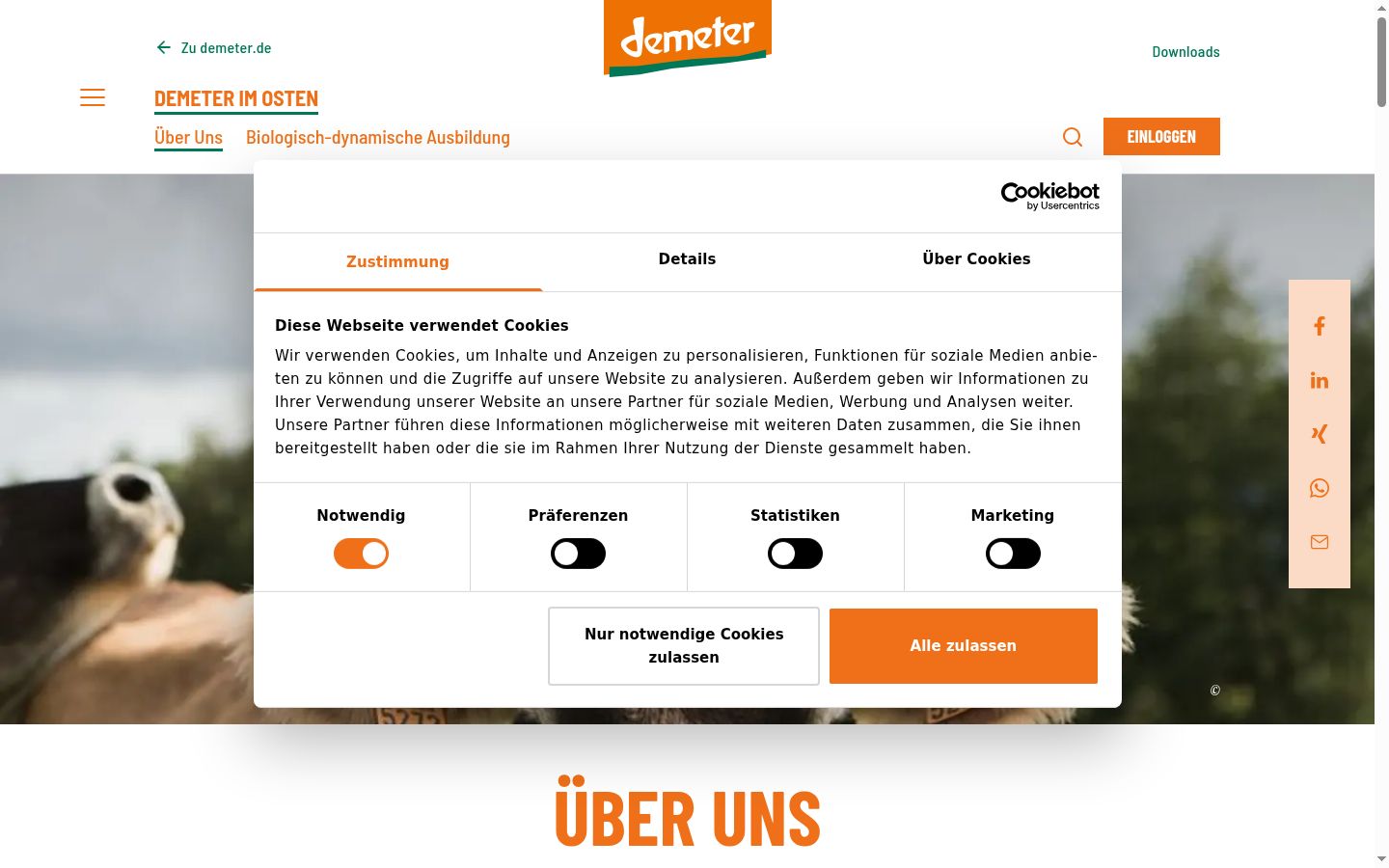 Skärmbild av samtyckesbannern som visades före någon interaktion