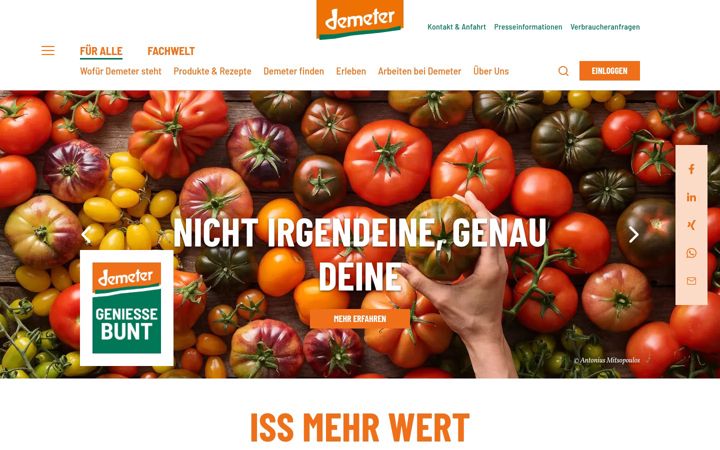 Screenshot of demeter.de