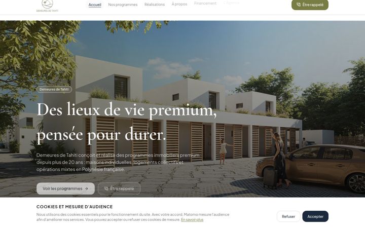 Screenshot of demeuresdetahiti.com