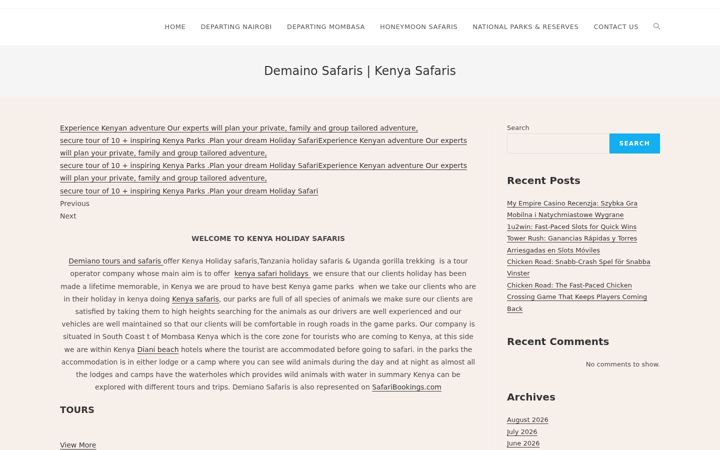 Screenshot of demianosafaris.com