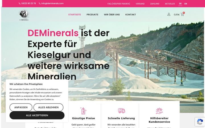 Screenshot of deminerals.com