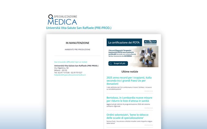 Zrzut ekranu demo2-specializzazionemedica.it