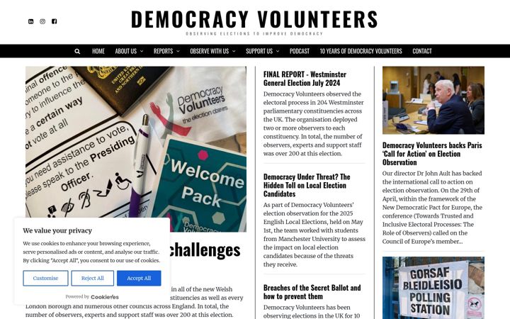 Screenshot of democracyvolunteers.org