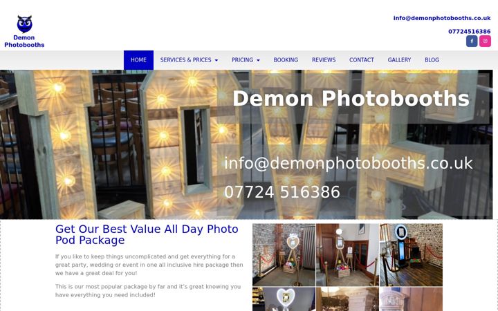 Screenshot of demonphotobooths.co.uk