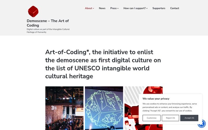 Screenshot of demoscene-the-art-of-coding.net