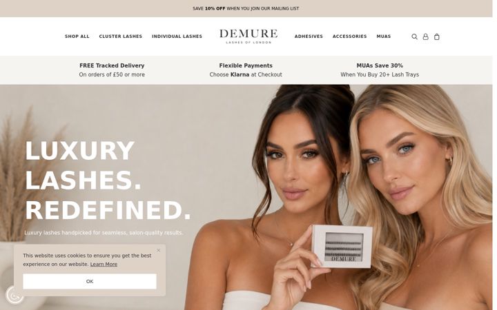 Screenshot van demurelashes.co.uk