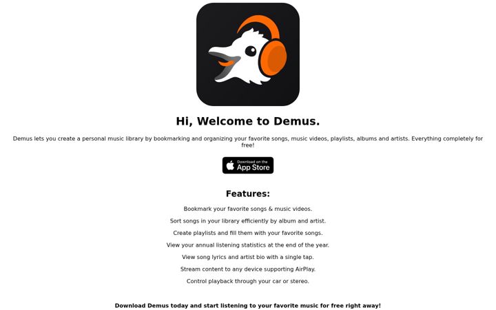Screenshot of demus.app