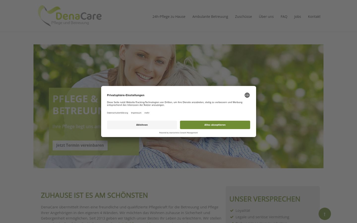 Screenshot van de toestemmingsbanner zoals getoond vóór enige interactie