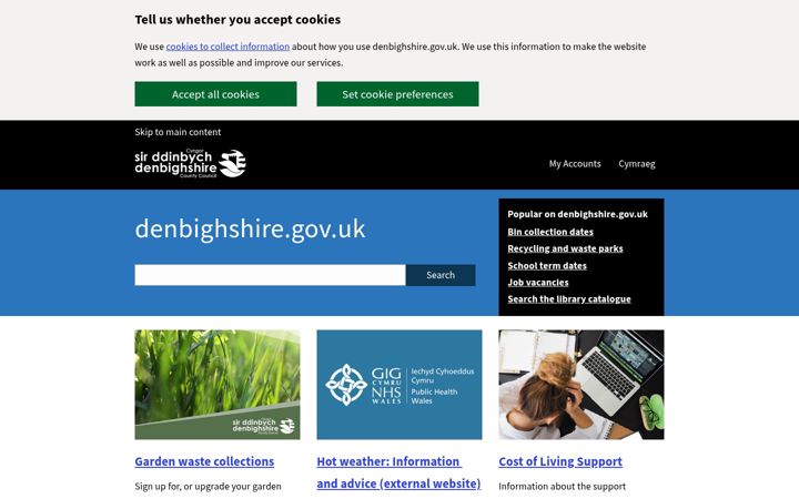 Screenshot of denbighshire.gov.uk